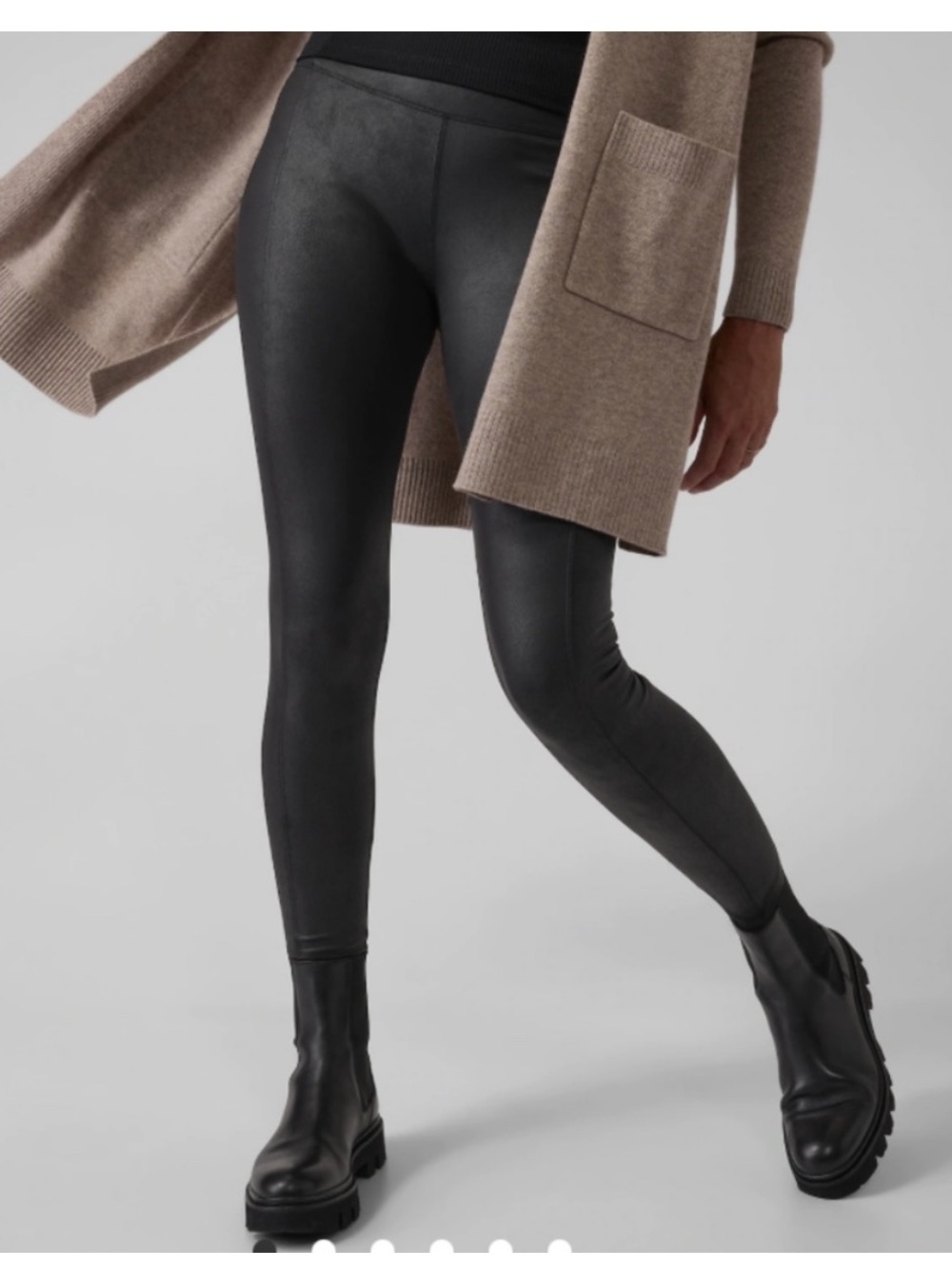 Athleta Delancey Gleam tight in black faux leather size small